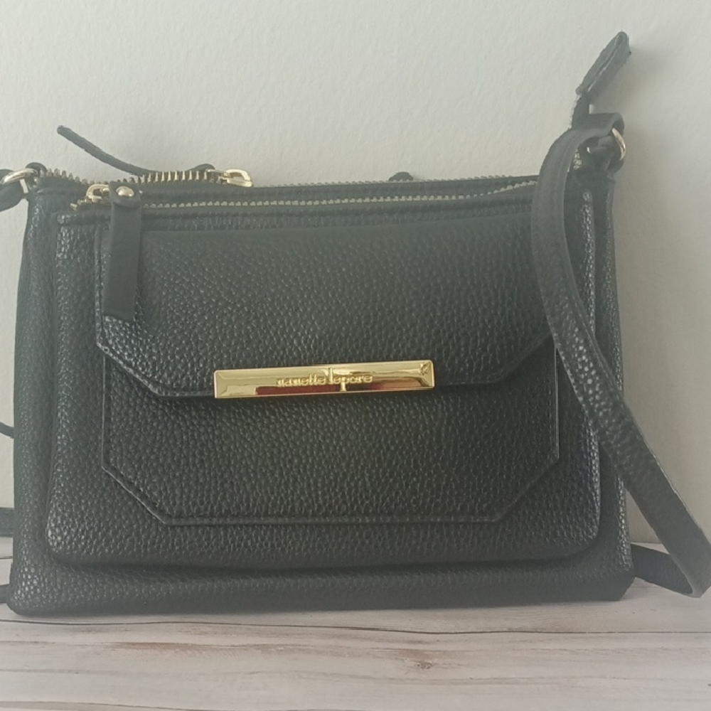 Nanette Lepore Black Crossbody Bag with Gold Accents